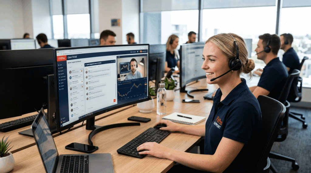 Broker support communication with agent helping client service.