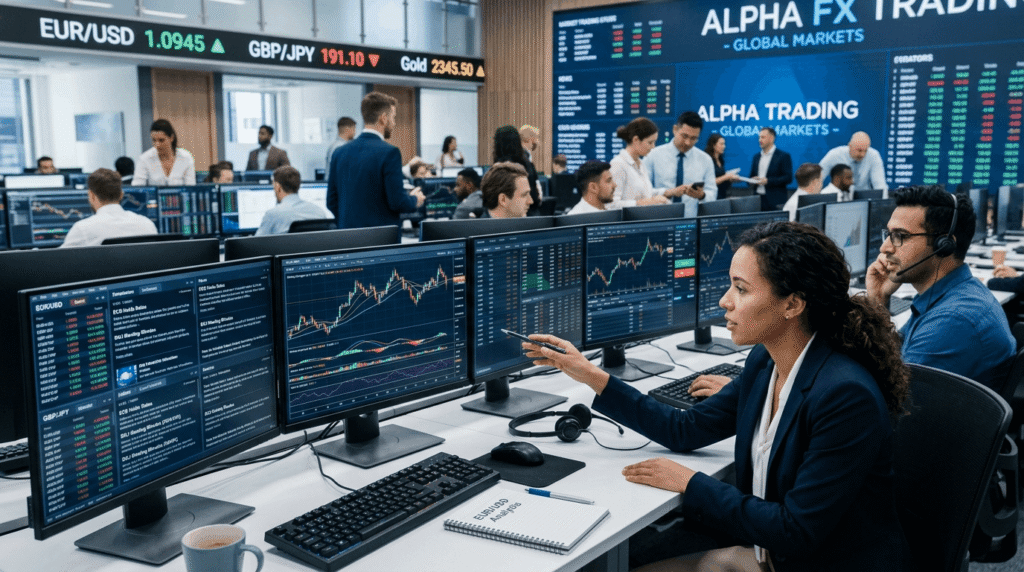 Forex trading business with professional currency exchange market.