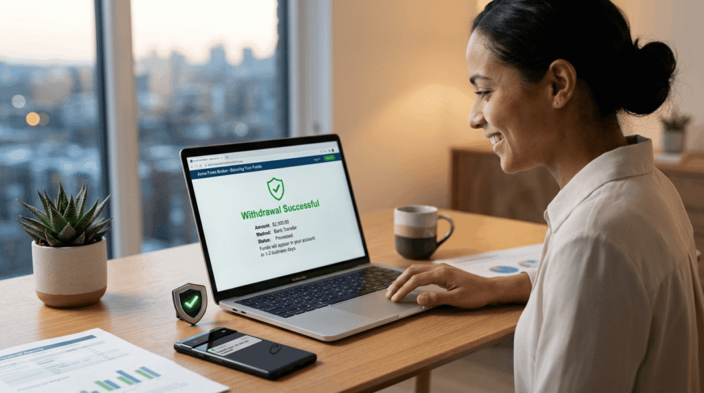 Safe forex withdrawals showing secure fund transfers from brokers.